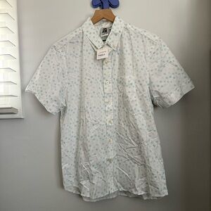 Kennington Men’s XL NEW Shirt White Blue Polka Dot Shirt Evening Preppy Minimal